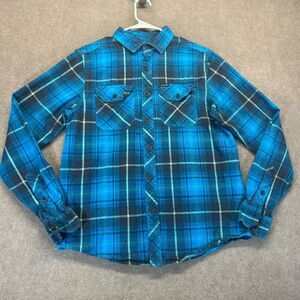 Dakine Paniolos Flannel Shirt Men's Small Long Sleeve Button Up Blue Plaid